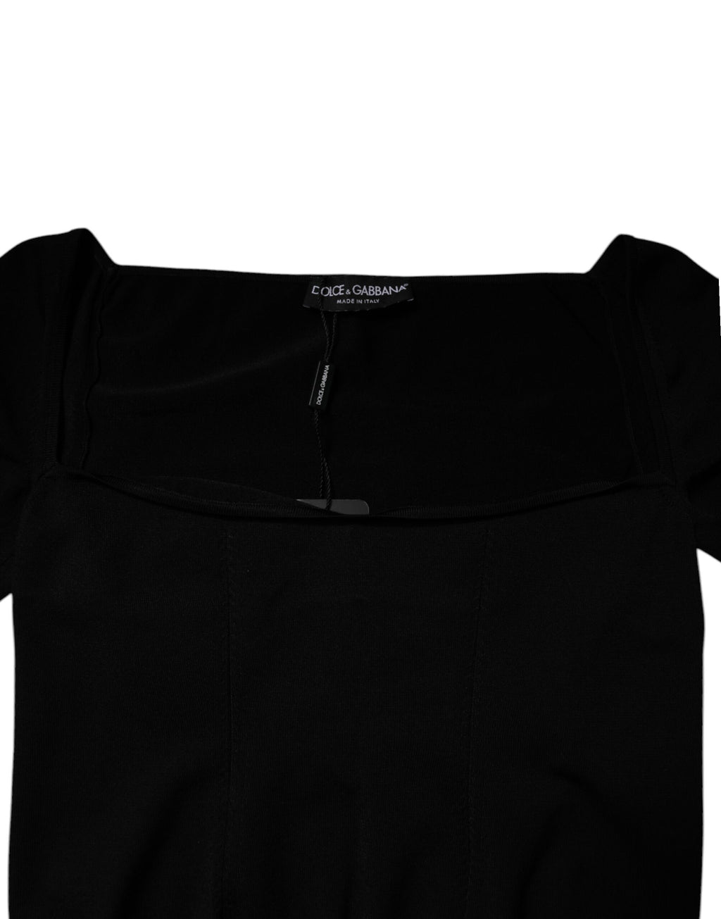 Schwarzer Pullover mit eckigem Ausschnitt und langen Ärmeln
