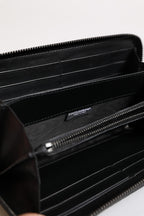 Black Blue Exotic Leather Embossed Continental Wallet
