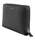 Black Blue Exotic Leather Embossed Continental Wallet