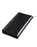 Black Blue Exotic Leather Embossed Continental Wallet