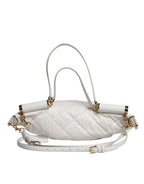 White Quilted Logo Plaque Belt Waist Fanny Pack Bag