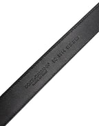 Black Calf Leather Classic Metal Buckle Belt