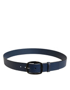 Blue Calf Leather Classic Metal Buckle Belt