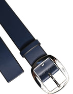 Blue Calf Leather Classic Metal Buckle Belt