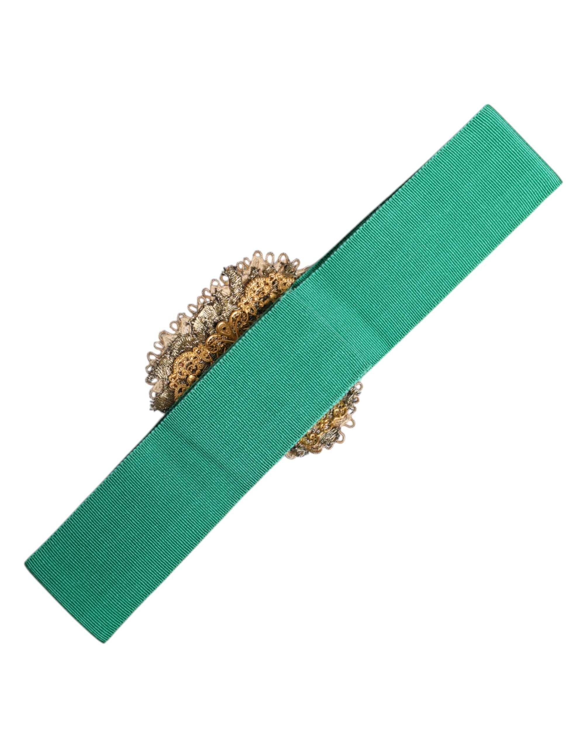 Grüner Stretch-Breitgürtel mit Herzverzierung