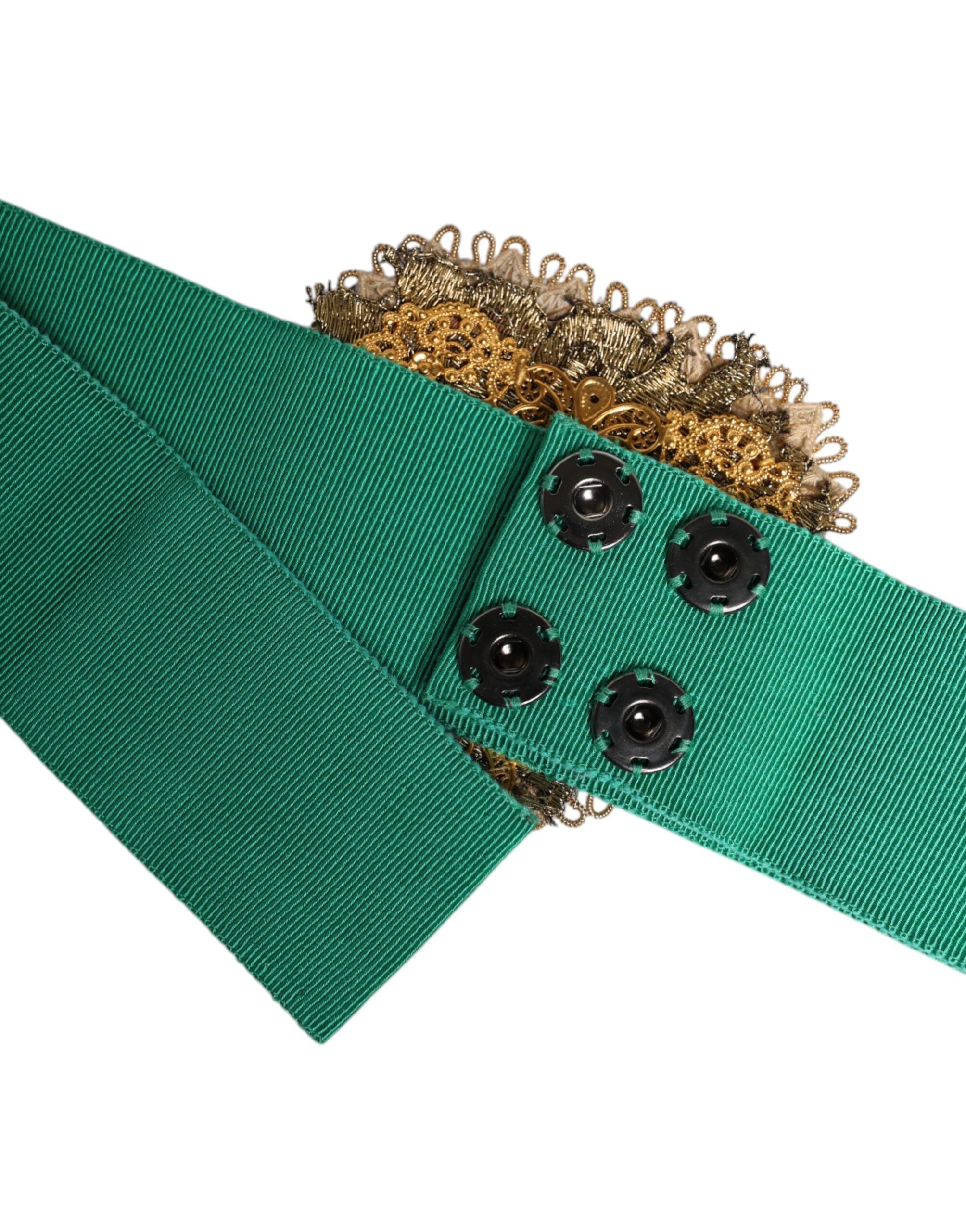Grüner Stretch-Breitgürtel mit Herzverzierung