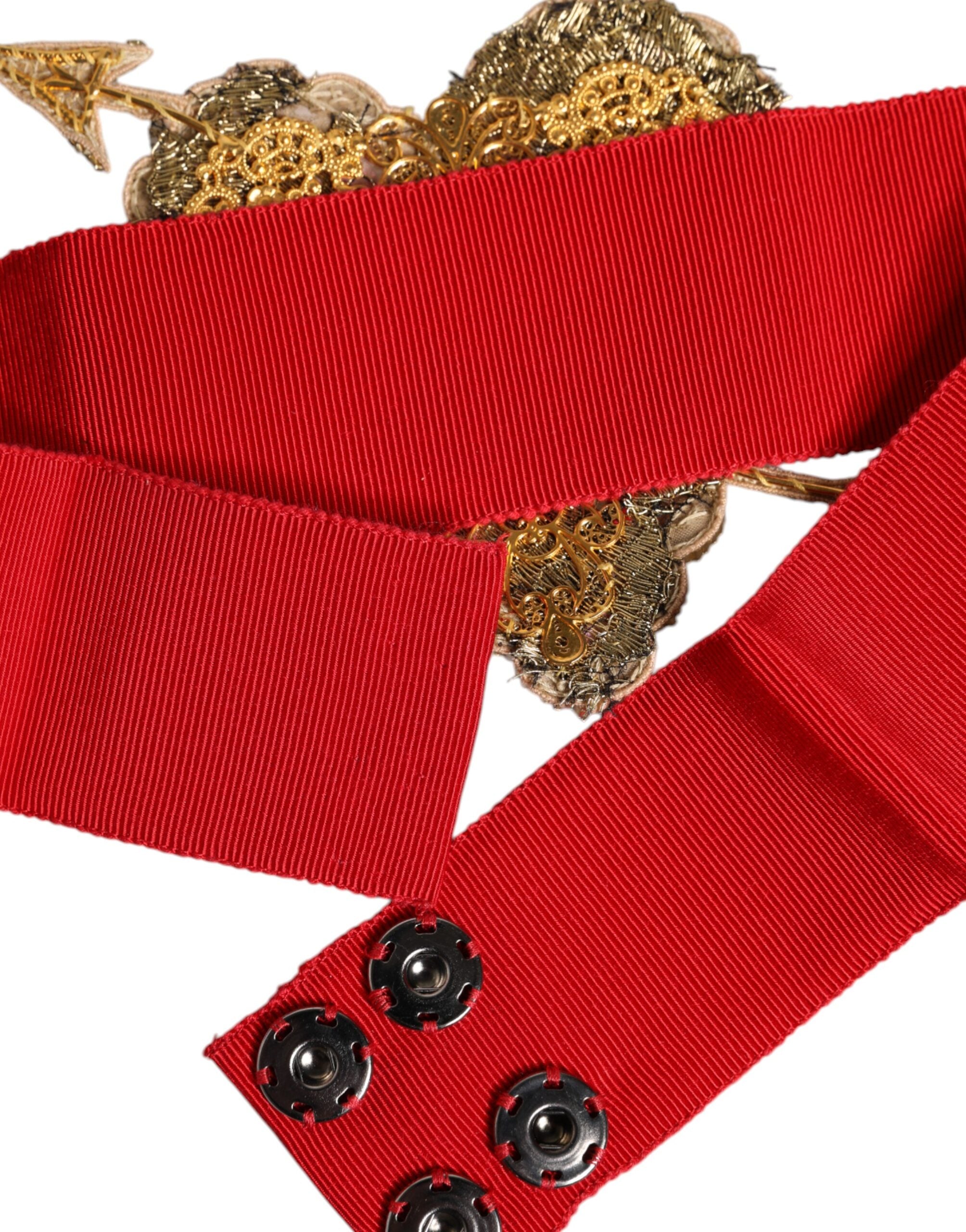 Roter Stretch-Breitbundgürtel mit Herz-Verzierung