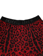 Red Leopard Print Viscose Bermuda Shorts