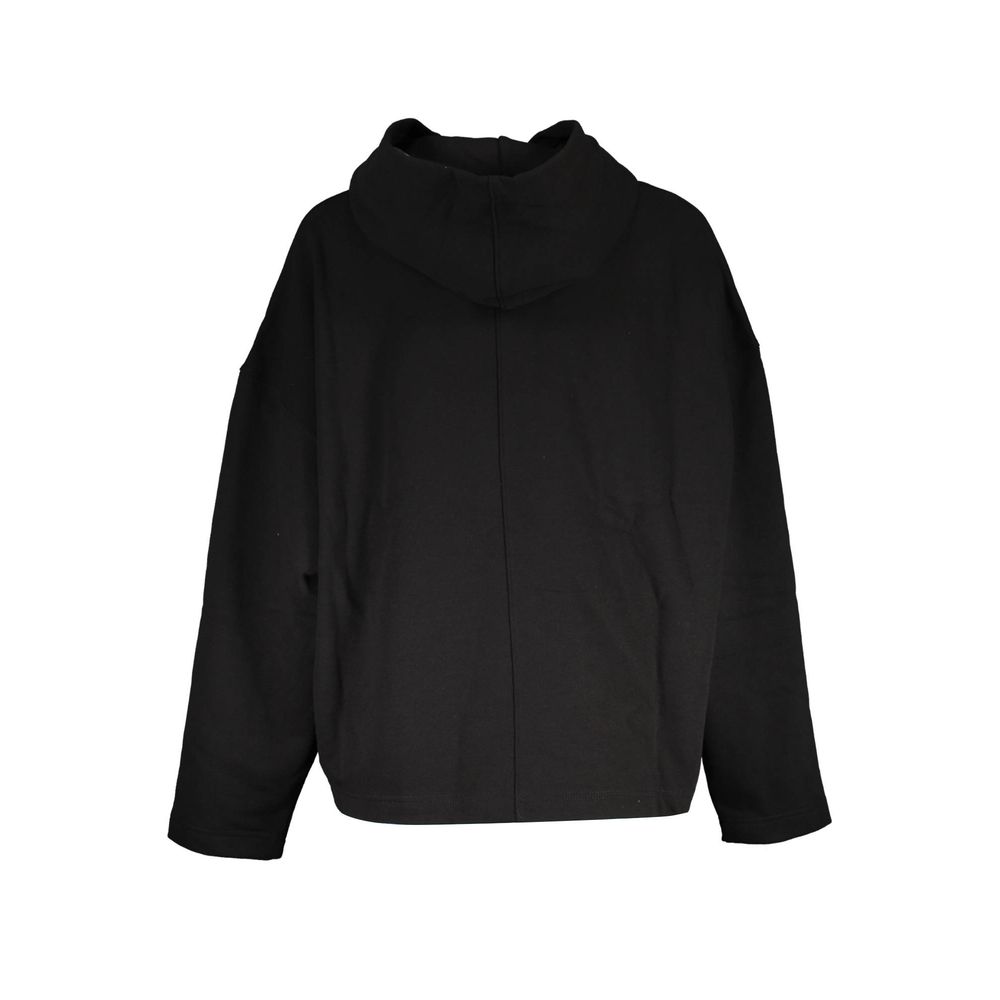 Schwarzer Damen-Kapuzenpullover aus Baumwolle