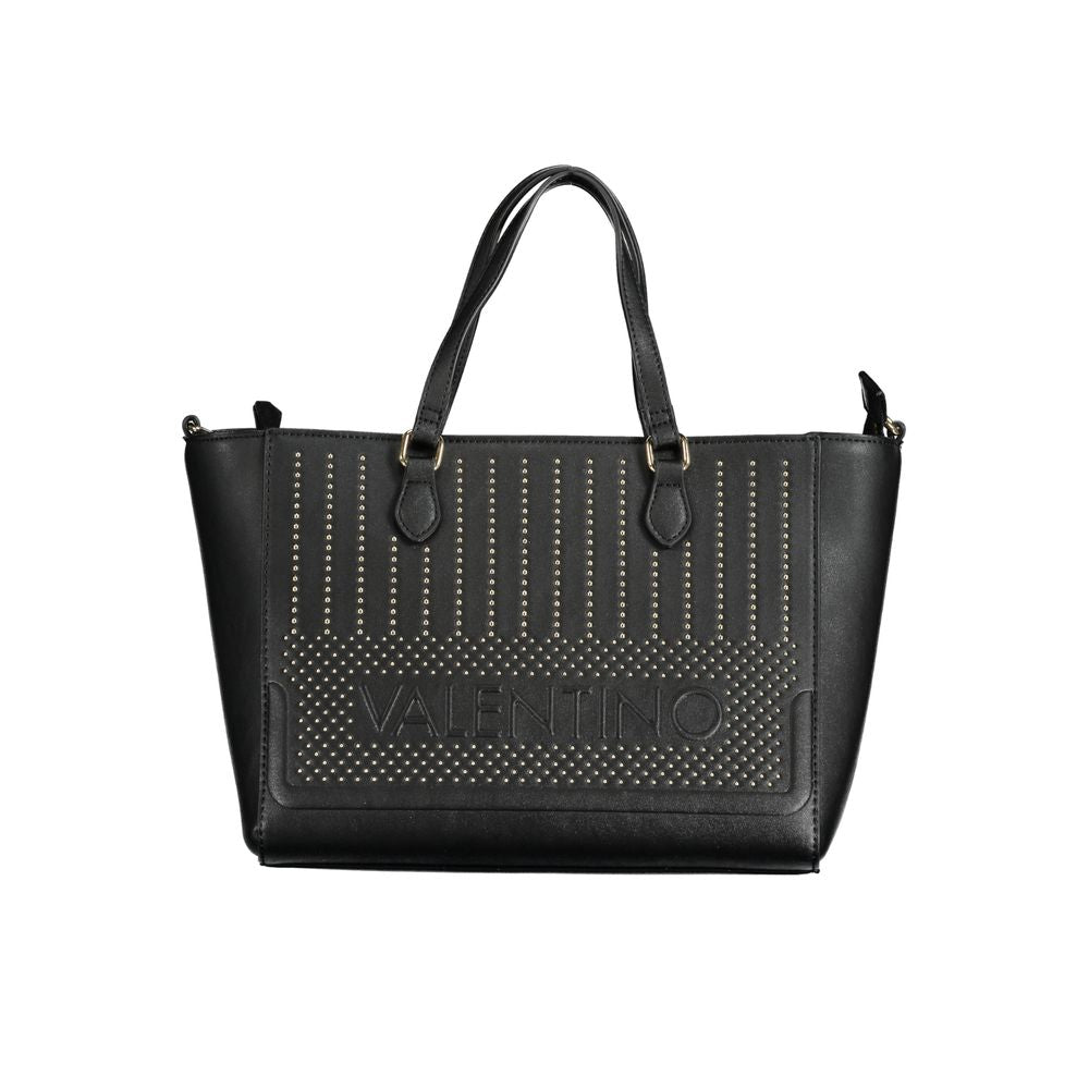 Black Polyurethane Women's Bag with Adjustable Shoulder Strap