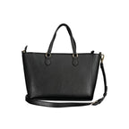 Black Polyurethane Women's Bag with Adjustable Shoulder Strap