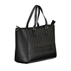 Black Polyurethane Women's Bag with Adjustable Shoulder Strap