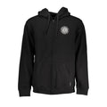 Black Cotton Men Sweater with Hood and Zip Pockets