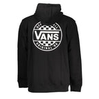 Black Cotton Men Sweater with Hood and Zip Pockets