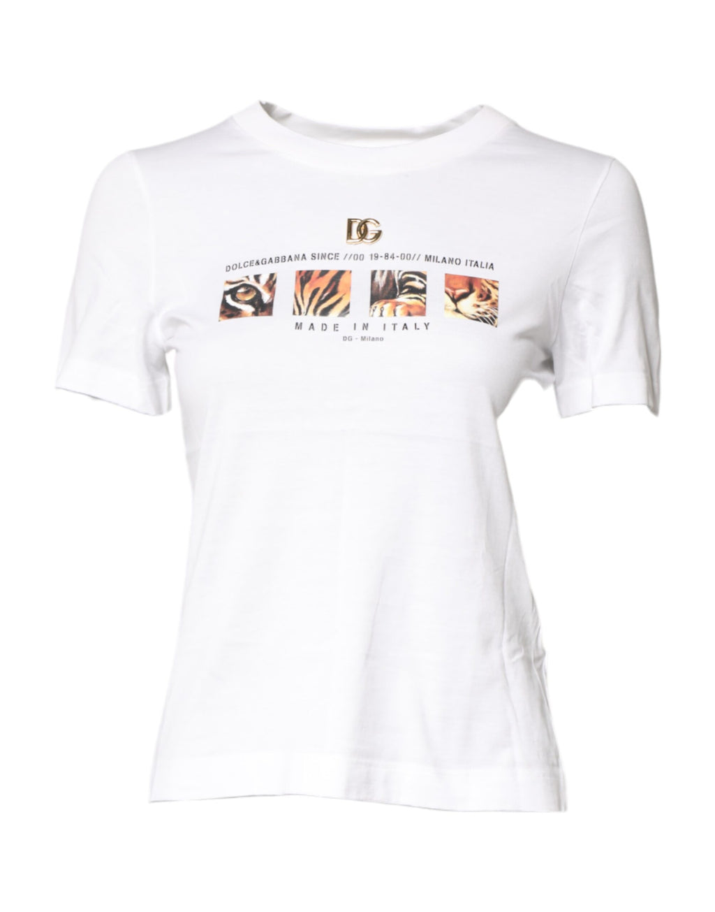 Weißes Baumwoll-T-Shirt mit Rundhalsausschnitt und Grafikprint