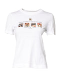 Weißes Baumwoll-T-Shirt mit Rundhalsausschnitt und Grafikprint