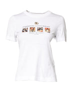 Weißes Baumwoll-T-Shirt mit Rundhalsausschnitt und Grafikprint