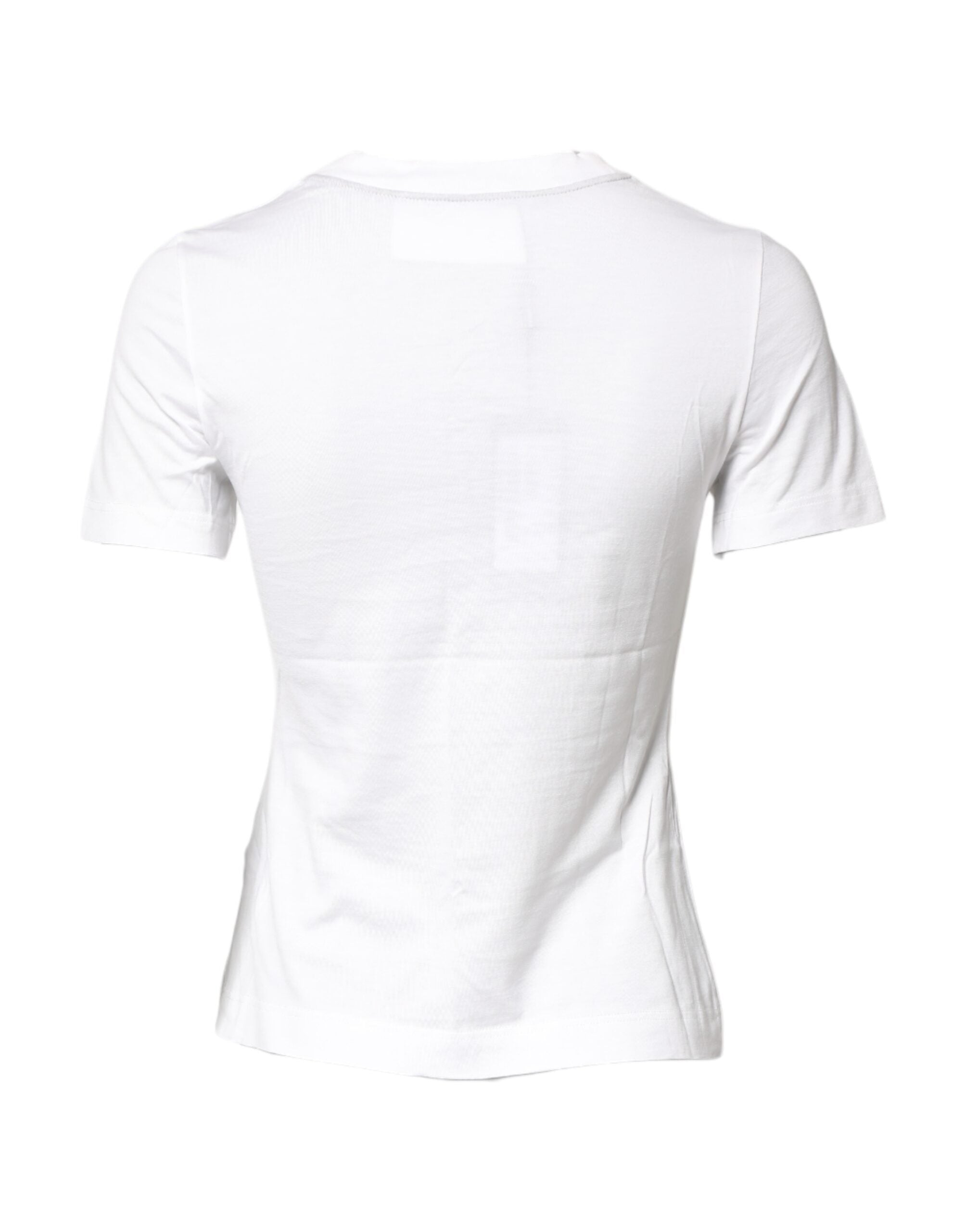 Weißes Baumwoll-T-Shirt mit Rundhalsausschnitt und Grafikprint
