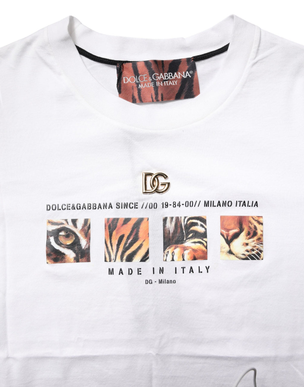 Weißes Baumwoll-T-Shirt mit Rundhalsausschnitt und Grafikprint