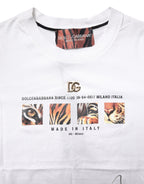 Weißes Baumwoll-T-Shirt mit Rundhalsausschnitt und Grafikprint