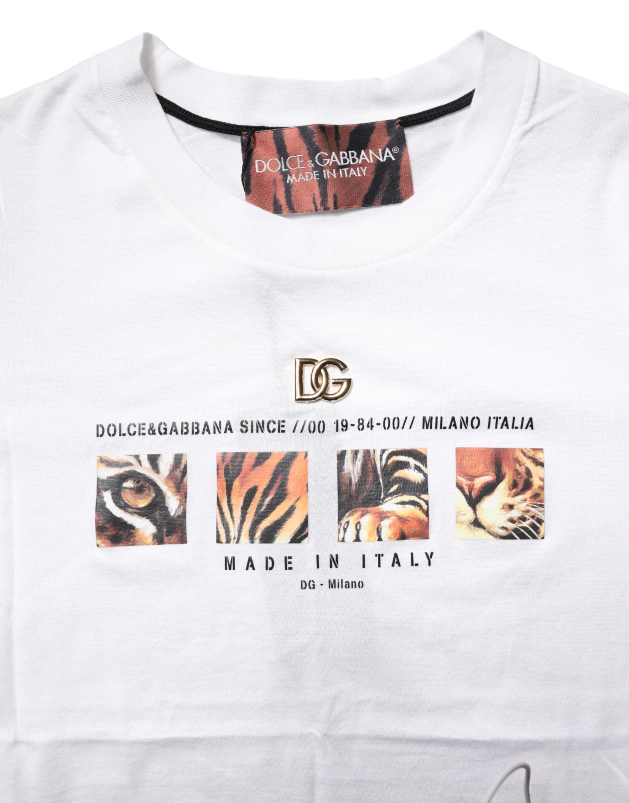 Weißes Baumwoll-T-Shirt mit Rundhalsausschnitt und Grafikprint