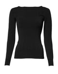 Schwarzes Langarm-Pullover-Top aus Viskose