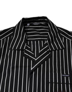 Black White Stripes Cotton Men Pajama Set Sleepwear