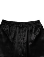 Black Silk Shirt Pants Pajama Set Sleepwear