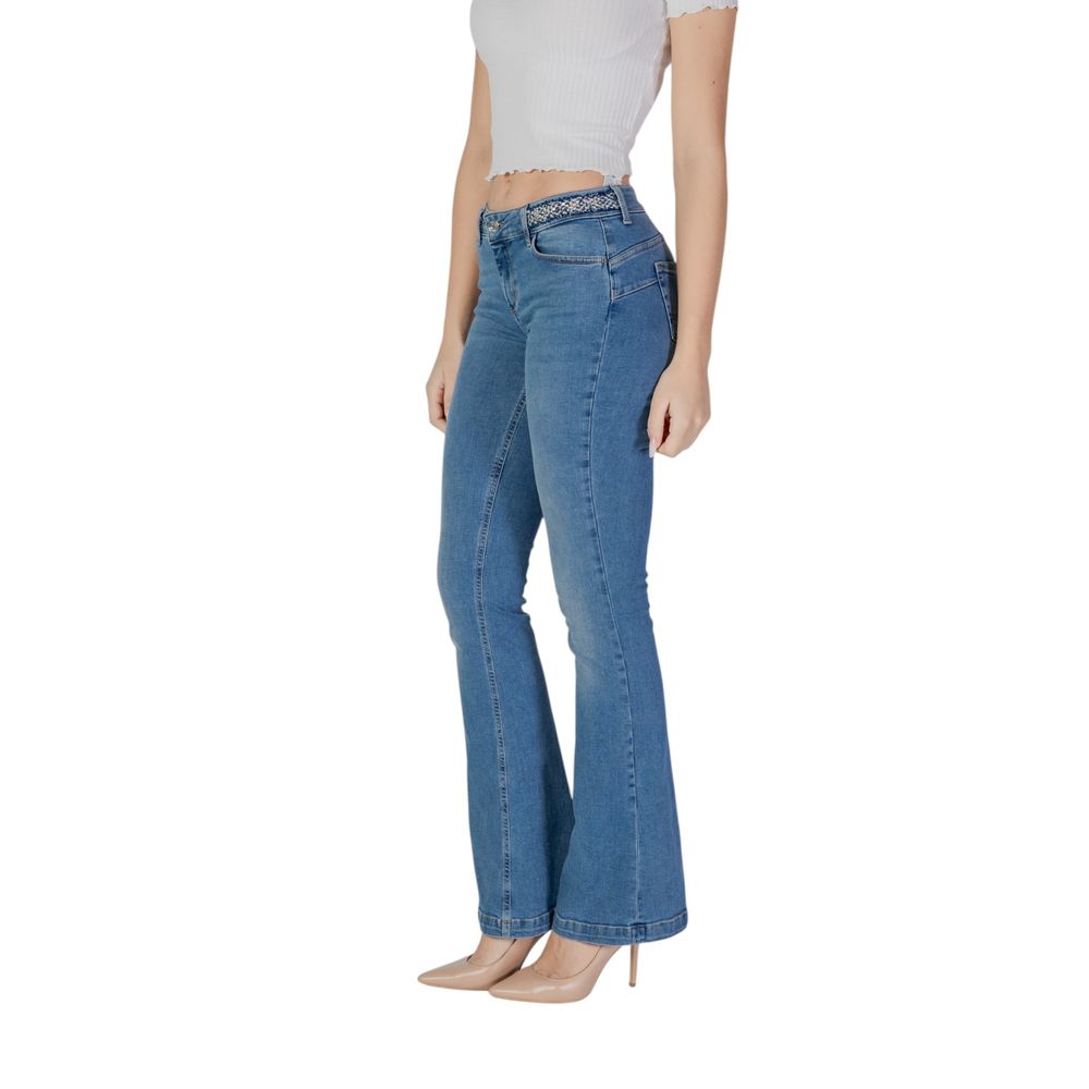 Hellblaue Baumwoll-Bootcut-Jeans