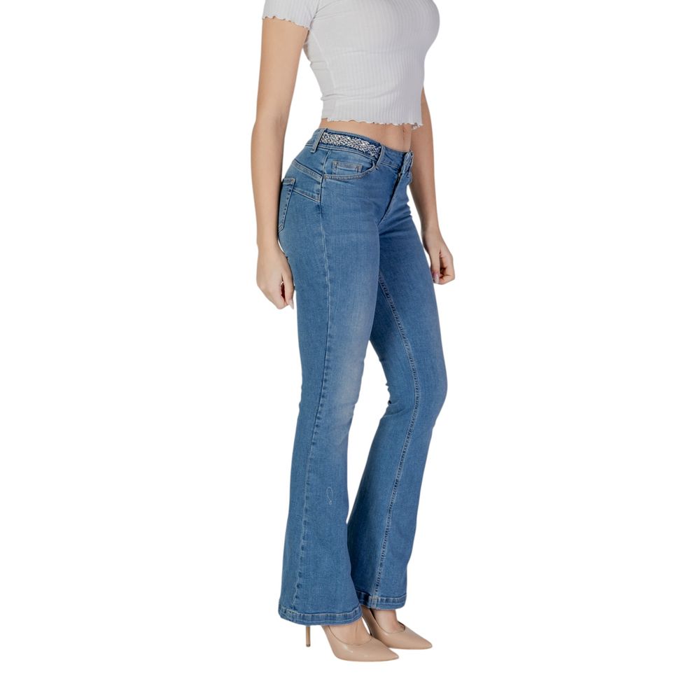 Hellblaue Baumwoll-Bootcut-Jeans
