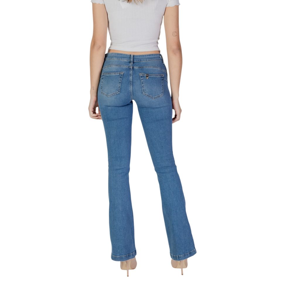 Hellblaue Baumwoll-Bootcut-Jeans