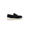 Slipper aus blauem Wildleder