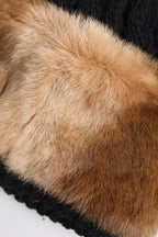 Schwarzbraun gefärbte Kaninchenechtfell Winterbeanie Mütze
