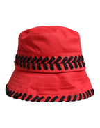 Roter Spitzen-Polyester-Anglerhut mit breiter Krempe