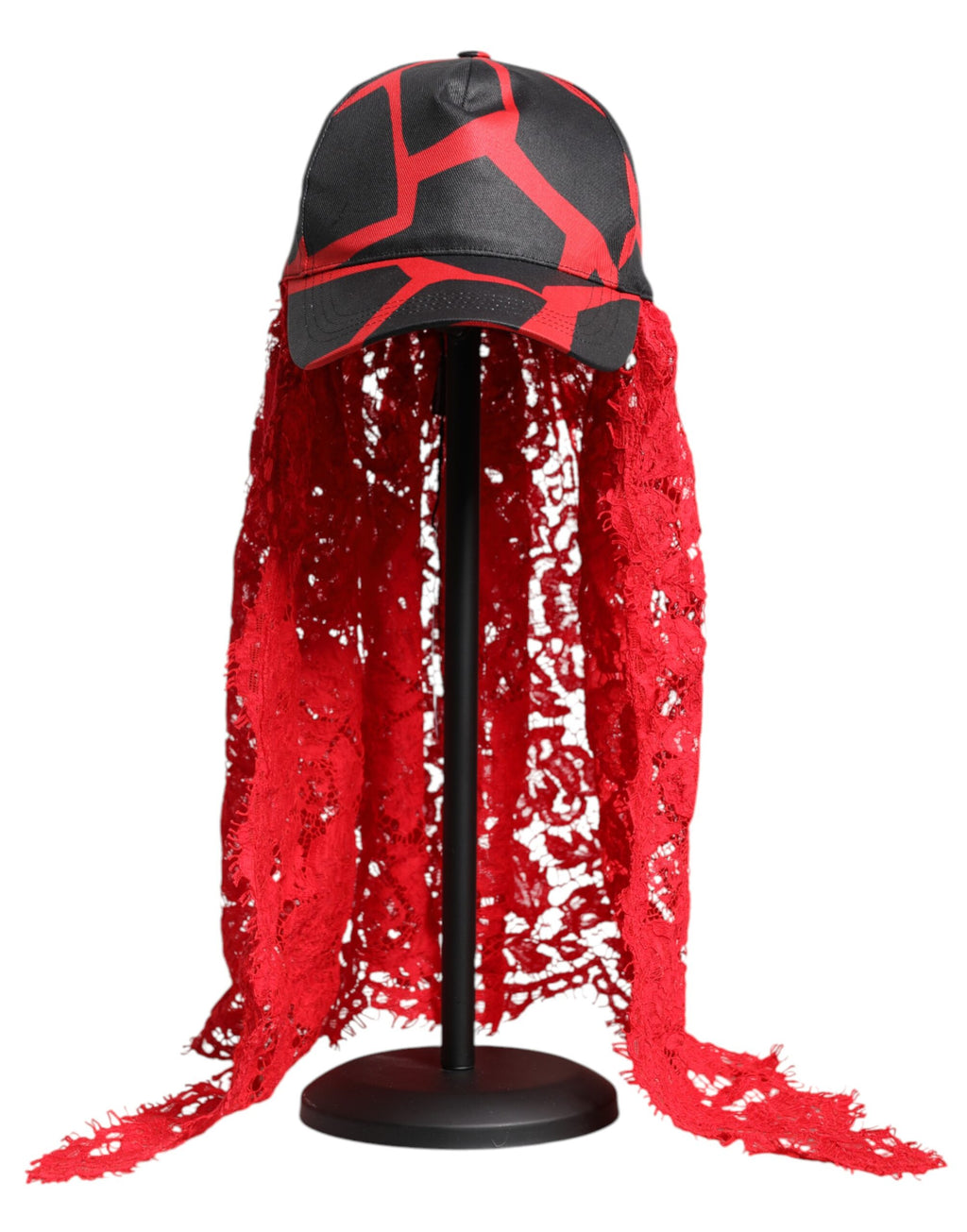 Rot Schwarz Spitze Tüll Baumwolle Baseball Cap
