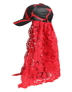 Rot Schwarz Spitze Tüll Baumwolle Baseball Cap