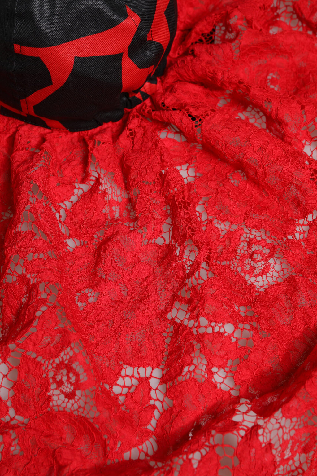 Rot Schwarz Spitze Tüll Baumwolle Baseball Cap