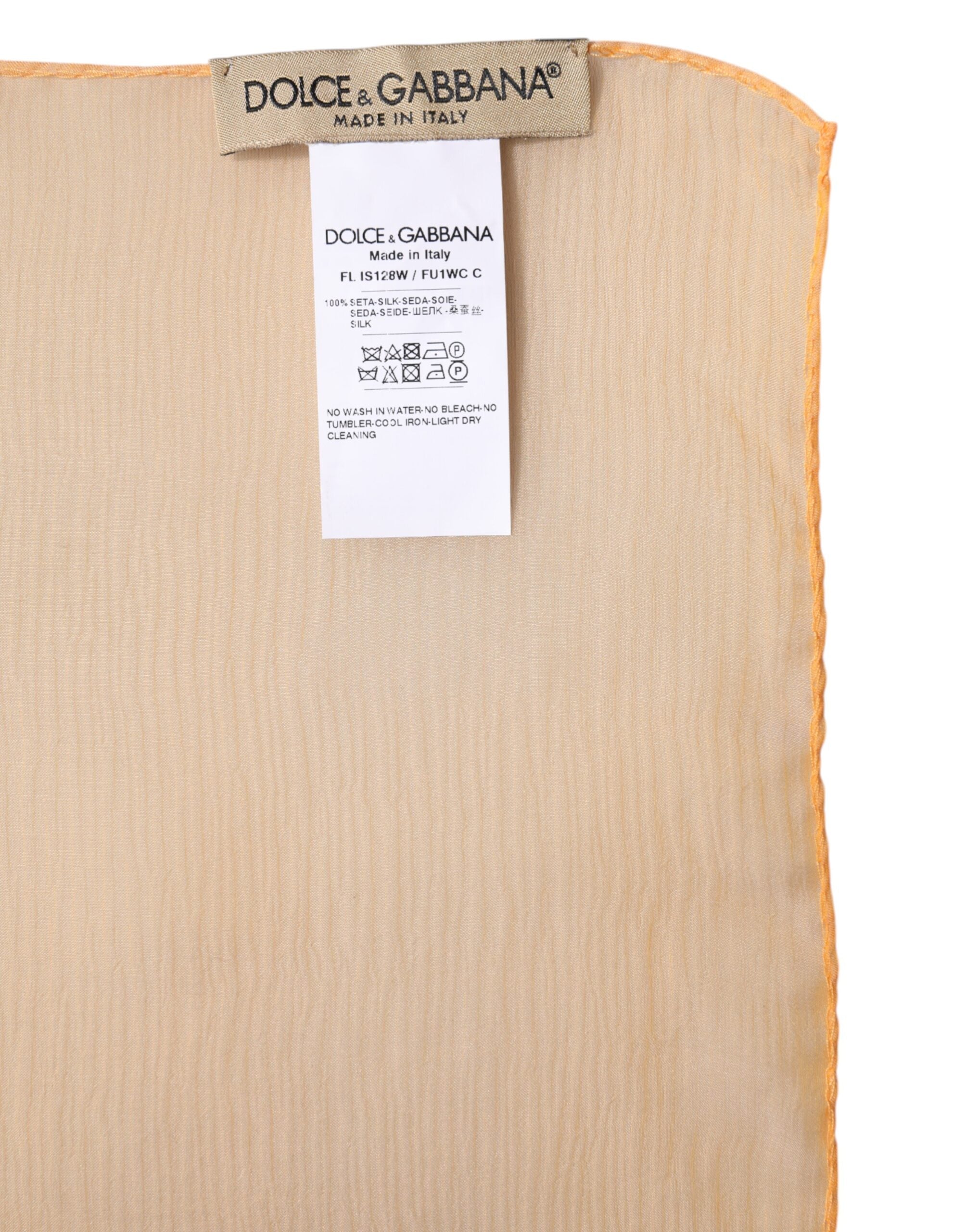 Orangener Rechteck-Wickelschal aus Seide