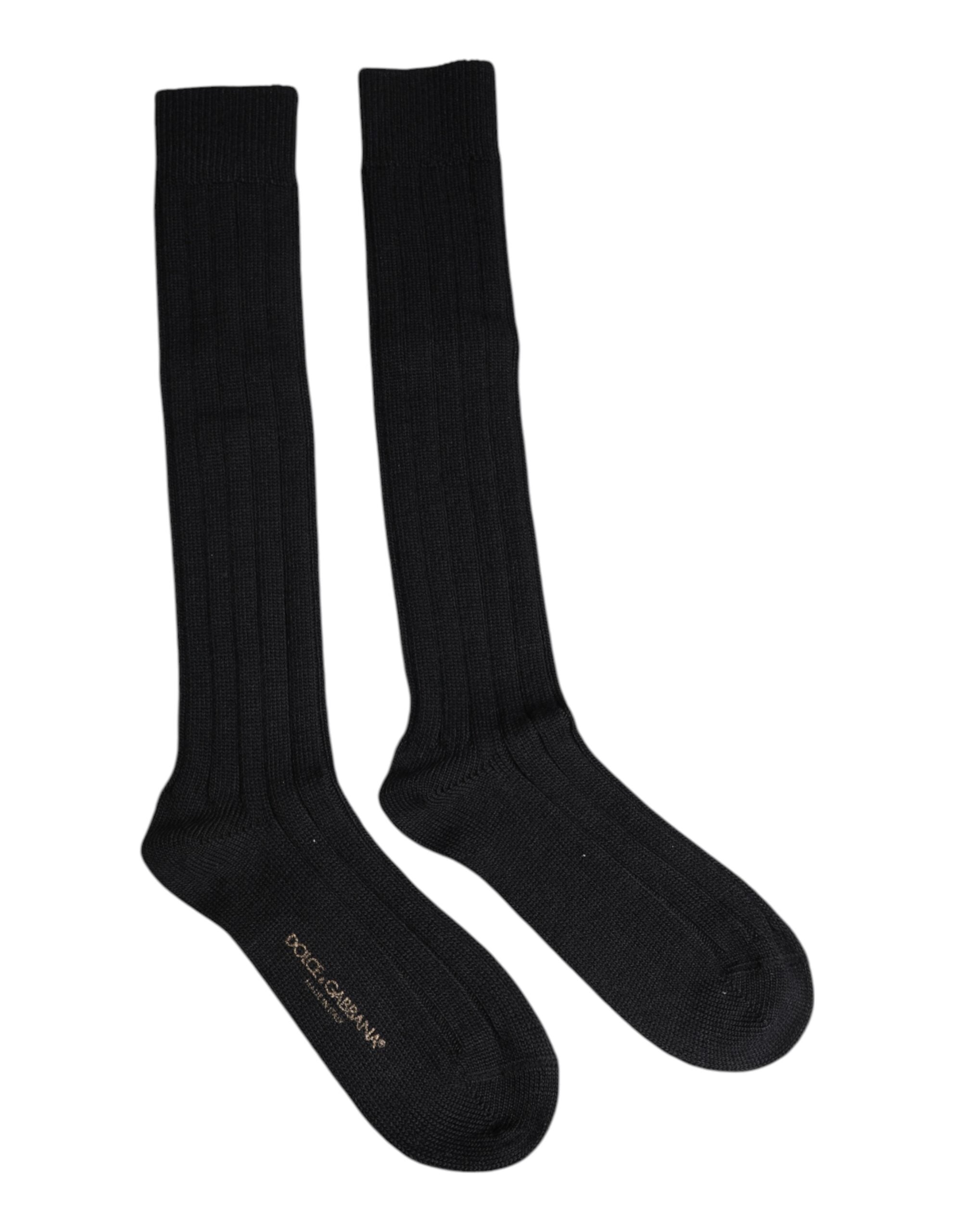 Schwarze DG-Socken über die Wade mit Logo-Print