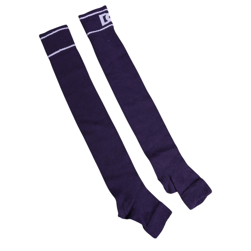 Lila Baumwoll-DG-Logo-Print Zehenfreie Socken