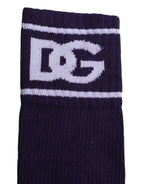 Lila Baumwoll-DG-Logo-Print Zehenfreie Socken