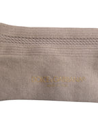 Brown Cotton Stretch Logo Over Calf Socks
