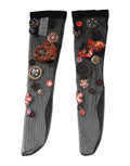Black Stretch Carretto Crystal Stockings Socks