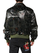 Grüne Bomberjacke mit durchgehendem Reißverschluss und DG-Logo-Print
