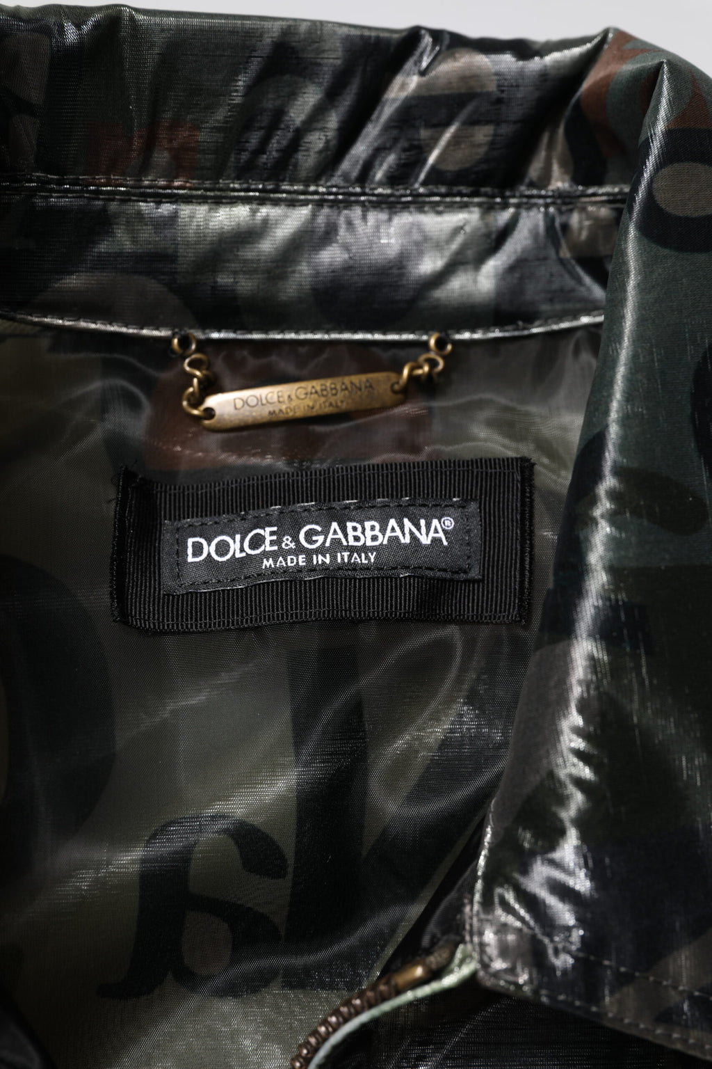 Grüne Bomberjacke mit durchgehendem Reißverschluss und DG-Logo-Print