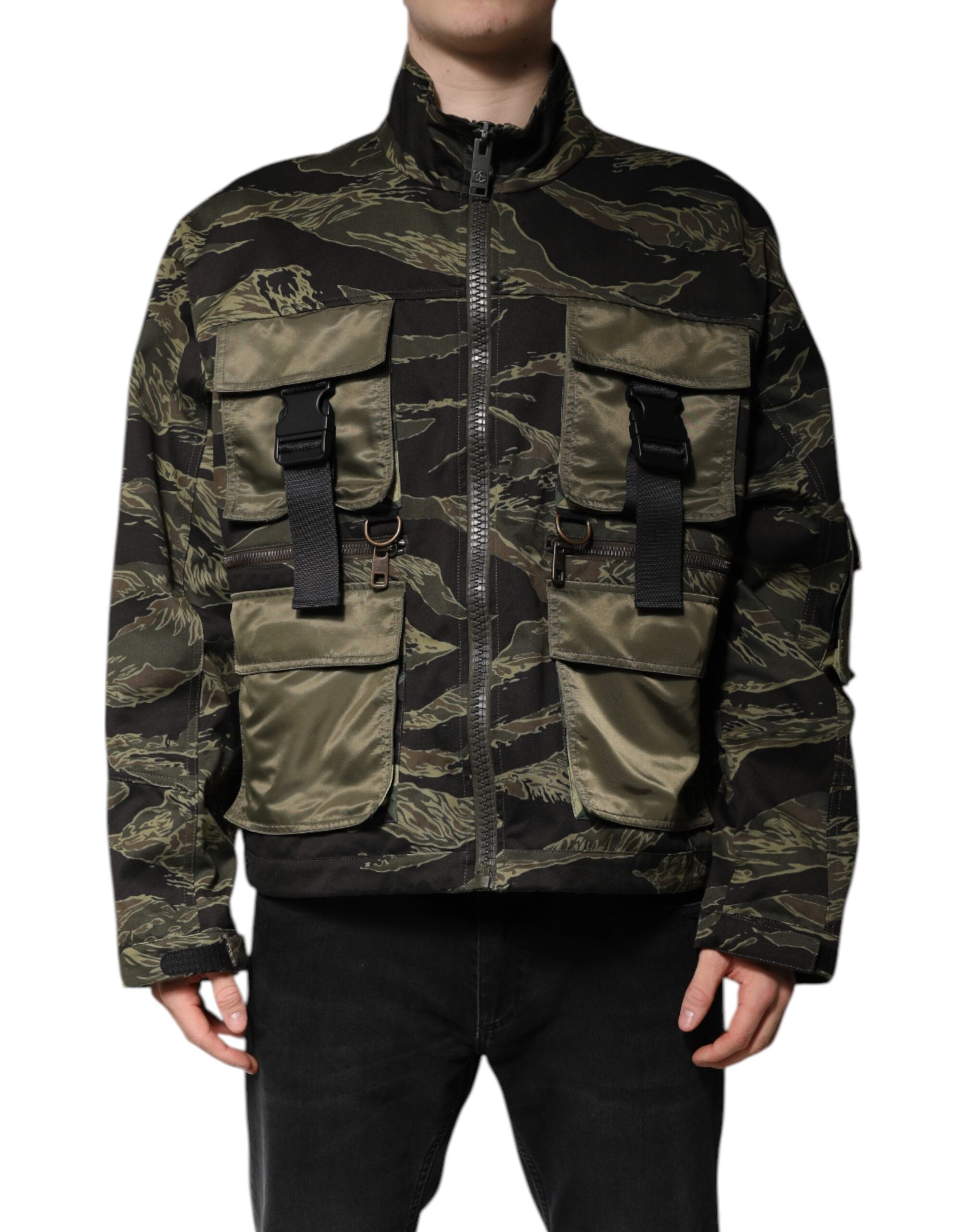 Multicolor Camouflage Baumwoll-Bomberjacke