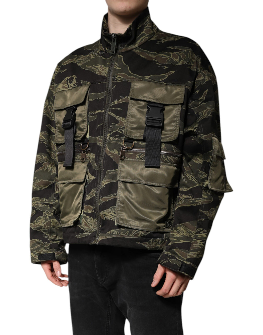 Multicolor Camouflage Baumwoll-Bomberjacke