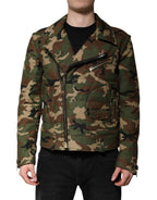 Bikerjacke aus Nylon mit Camouflage-Muster in Multicolor