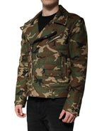 Bikerjacke aus Nylon mit Camouflage-Muster in Multicolor