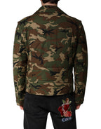 Bikerjacke aus Nylon mit Camouflage-Muster in Multicolor
